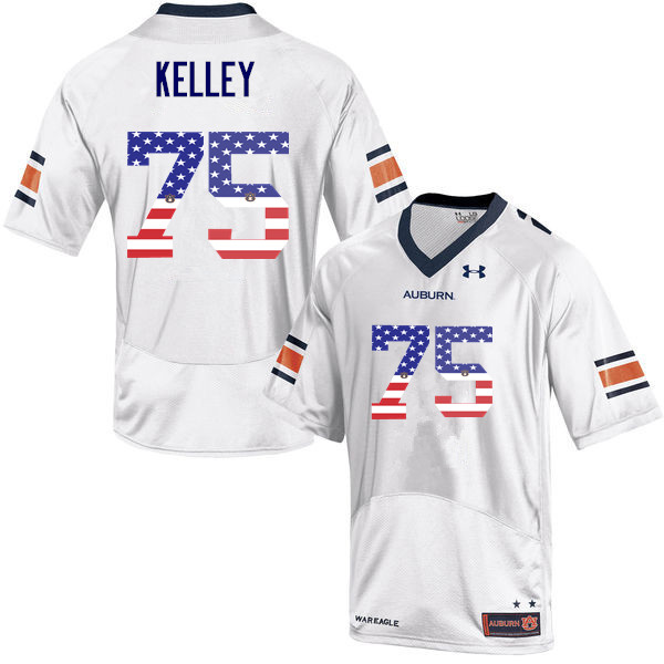 Men #75 Trent Kelley Auburn Tigers USA Flag Fashion College Football Jerseys-White - Click Image to Close